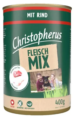 Produktbild von Christopherus Fleischmix Nassfutter für Hunde mit Rind, 6 x 400 g
