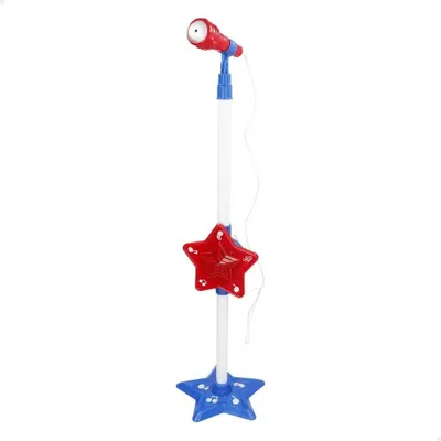 Produktbild von Bontempi Kinder Mikrofon stehend blau rot verstellbar 80 110 cm Singen