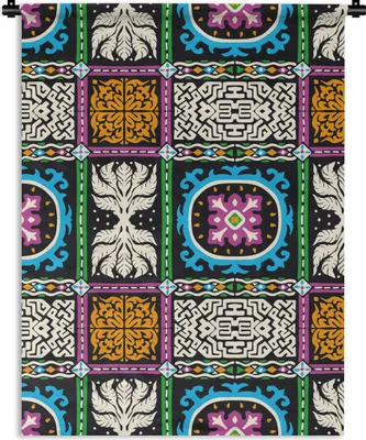 Produktbild von MuchoWow® Wandteppich Wandbehang Muster - Ornament - Abstrakt - Blau - Rosa 120x160 cm Tapisserie Dekoration Wandtuch - Wohnzimmer - Moderne