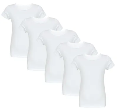 Produktbild von TupTam Kinder Jungen Unterhemd Basic T-Shirts Kurzarm 5er Pack, Farbe: Weiß, Größe: 128-134