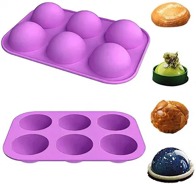 Produktbild von Silikon-Backform – Silikonform – 6 Halbkugeln – Backform – Lila – Kugel hat einen Durchmesser von 5 cm – CHPN