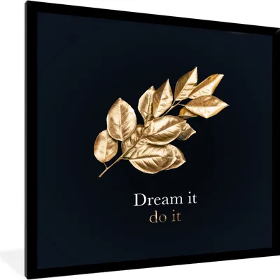 Produktbild von MuchoWow® MuchoWow® Gerahmtes Poster Blätter - Zitate - Schwarz und Gold 40x40 cm - Poster mit zchwarzem Bilderrahmen - Mit Rahmen - Wanddekoration Schlafzimmer