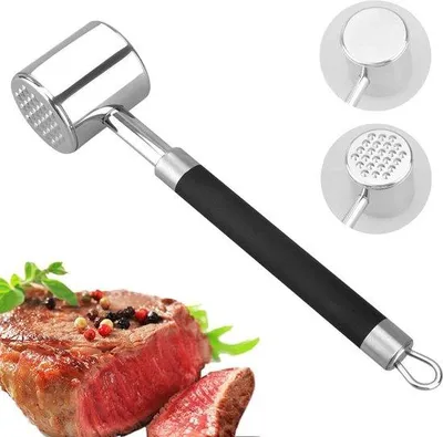 Produktbild von Famanu Fleischklopfer - Edelstahl, doppelseitig, ergonomischer Griff