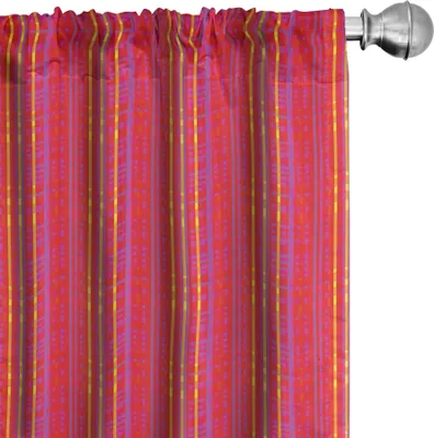 Produktbild von ABAKUHAUS Abstrakt Vorhänge, Gardinen, Flippige Farben Moderne Vertikale und horizontale Streifen Overlapping, 2 Stück 75 x 225 cm, Dunkle Koralle und Gelb