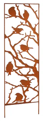 Produktbild von Kobolo Gartenstecker UCCELLO Rankhilfe Gartenschild - Metall - Naturrost - 52x1x170 cm - Dekofiguren Kräuterstecker Rostoptik Gartendeko Bodenstab