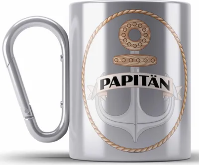 Produktbild von Trendation - Edelstahl Tasse Karabiner für Segler Geschenke Männer Edelstahl Tasse Karabiner Geschenkideen Zubehör Gadgeds Segeln Lustig Anker Grafik Kapitän Papa (Silber)
