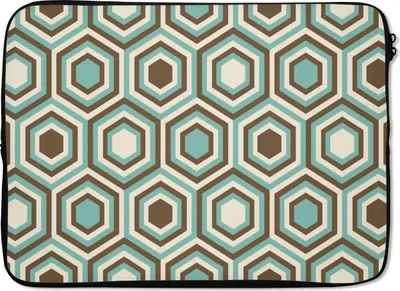 Produktbild von MuchoWow® Laptop Hülle 14 ZollRetro - Honigwabe - Blau - Braun Laptoptasche - Laptoptasche - Stoßsicher - Schutzhaube