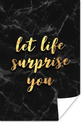 Produktbild von MuchoWow® Poster Zitate - Überraschung - Gold - Marmor 120x180 cm - Kunstposter