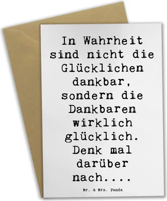 Produktbild von Mr. & Mrs. Panda Grußkarte Spruch Dankbarkeit für kleine Dinge - Weiß - Geschenk, glückwunschkarten, Beileidskarte, positive Einstellung, Philosophie des Glücks, einfache