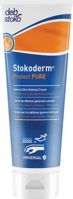 A tube of Stokoderm Protect PURE skin defense cream.