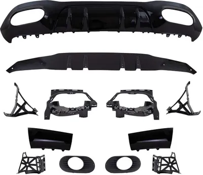 Productafbeelding van Achterdiffusor, hoogglans zwart, geschikt voor Mercedes W177 Limousine met AMG-uitvoering, model A35