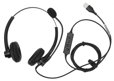 Produktbild von Kabelgebundener binauraler Business-Kopfhörer mit Rauschunterdrückung und Mikrofon für den Callcenter-Kundendienst