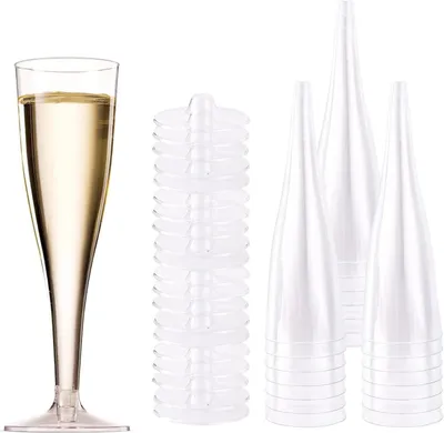 Obrázek produktu pro Opakovaně použitelné šampaňské sklenice – průhledné – sklenice na slavnosti – svatby – narozeniny – 17,5 cm