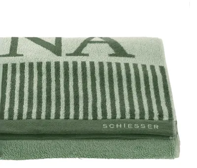 Produktbild von SCHIESSER Saunatuch Rom | Zweifarbig | 100% Baumwolle | Weich & Saugstark | 75x200 cm | Hellgrün, KI-generiertes Bild