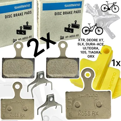 Produktbild von Shimano K05S-RX Resin XT XTR 105 Ultegra Disc Scheibenbremsbeläge 2 x Paar + Bleedblock
