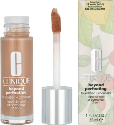 Produktbild von Clinique Beyond Perfecting Foundation + Concealer, Flasche, Flüssigkeit, Mischhaut, trockene Haut, ölige Haut, Mittel, Beige, CN 70