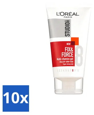 Produktbild von 10 x L'Oréal Paris Studio Line Essentials Fix & Force Gel Super Strong 150 ml - Vorteilspackung - 10 Stücke