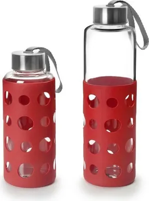 Obrázek produktu pro Skleněná láhev na pití červená 550ml