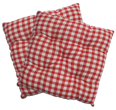 Produktbild von Stuhlkissen 38x38 cm ComfySeat - Sitzkissen mit 6 cm Comfort Sitzpolster - Indoor & Outdoor, Farbe:Karo-Rot, Set:2er Set