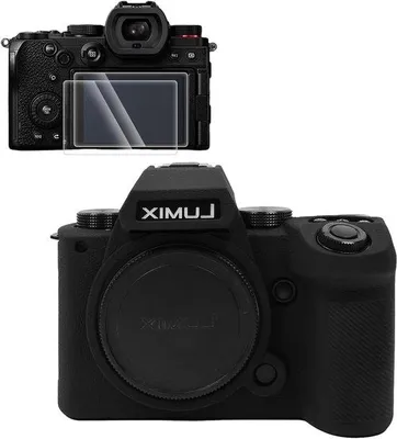 Produktbild von Silikon-Kamera-Case für Panasonic Lumix DC-S5II und DC-S5IIX mit 2-Schutzscheiben, leichtes Schutzgehäuse für digitale Kameras und Zubehör.