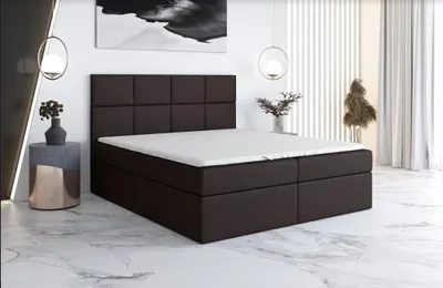 Produktbild von Boxspringbett LION 160x200 mit 2 Bettkästen, Bonell-Matratze und Topper. Möbel vom Hersteller- Handarbeit!Bett Komplett-Set mit Matratze,Bettkasten & Kopfteil. Stoff SAVANA. Elegantes Bett mit massives Kopfteil.