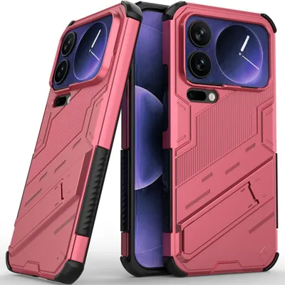 Produktbild von Armor Hülle für Xiaomi 17 Pro Max Hybrid PC TPU Bumper Stoßfestes Schutzhülle mit Standfunktion Rosa