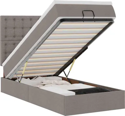 Immagine prodotto di vidaXL Ottoman letto con materasso e LED Taupe 80x200 cm tessuto