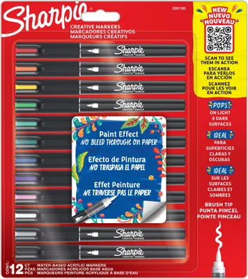 Obrázok produktu pre Sharpie sada kreatívnych akrylových fixiek so štetcom 12 ks.