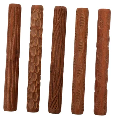 Produktbild von Holz Tonroller 5 Stück Töpferwerkzeug ohne Griff für Keramikgestaltung