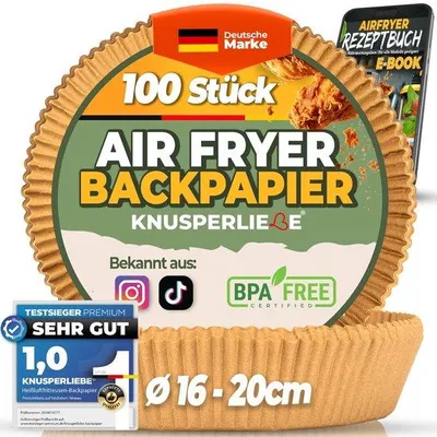 Produktbild von Luftfrittierpapier für Erwärmung, Olieschutz, 100 Stück, 16-20 cm, runde Folie