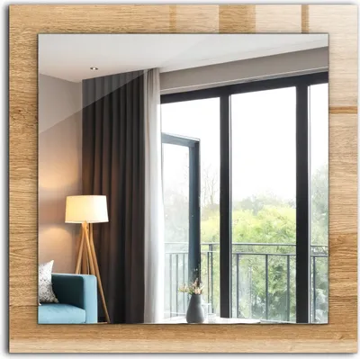 Produktbild von Bedruckter Spiegel - Wandspiegel - Dekorativer - Modern - 60x60 cm - Holz Mit Struktur