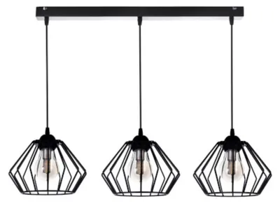 Produktbild von KAR-LIGHTING Pendelleuchte 3-flammig Schwarz, Metall – höhenverstellbar für Esszimmer & Wohnzimmer, LED-geeignet, E27