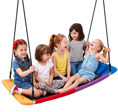 Produktbild von VEVOR Nestschaukel 149x77 cm Tellerschaukel Familienschaukel 317 kg Bunt, für Outdoor & Indoor, Schaukelsitz aus 900D Oxford-Gewebe mit 2 Aufhängegurten, Verstellbaren Seilen & Abgerundeten Kanten