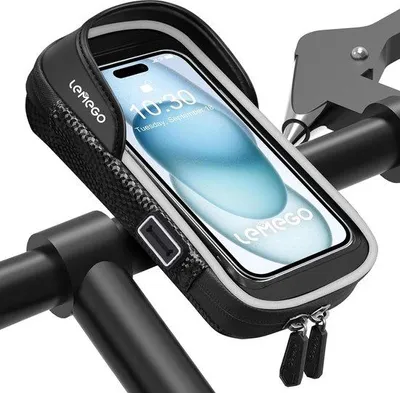 Obrázek produktu pro Vodotěsný držák na kolo s otočením o 360° a ochranou proti dešti pro smartphony do 7 palců