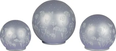 Produktbild von 3er Set LED Kugellampen BLUMENWIESE 10 + 12 + 15cm lila mit Timer Formano F25