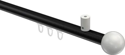 Produktbild von Interdeco Innenlaufstange / Gardinenstange mit Innenlauf Schwarz / Weiß, Typ Sonius Luino (Kugel) Deckenmontage, 20 mm Ø 1-läufig, 220 cm