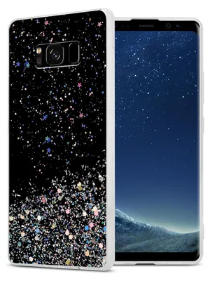 Produktbild von Cadorabo Hülle für Samsung Galaxy S8 Schutz Hülle in Schwarz Handyhülle TPU Etui Glitter Cover Case Glitzer