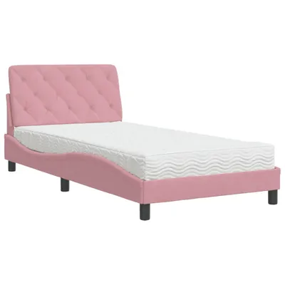 Immagine prodotto di Letto con Materasso Rosa 100x200 cm in Velluto