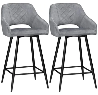 Imagen del producto de Juego de 2 taburetes con respaldo | Color: Gris | Dimensiones: 50x53x94 cm