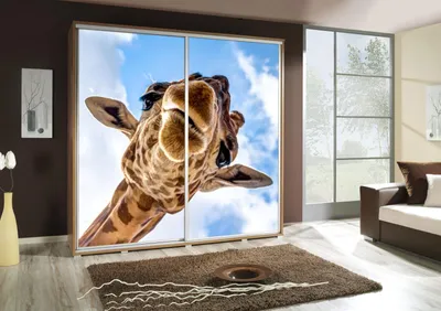 Productafbeelding van Kledingkast GILES: Schuifdeurkledingkast met grafische prints, 205x215 cm