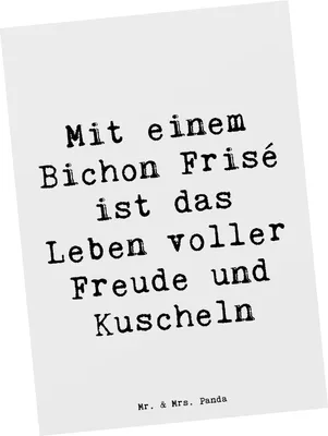 Produktbild von Mr. & Mrs. Panda Postkarte Spruch Bichon Frisé Freude - Weiß - Geschenk, freundliche Hunde, Hundeliebhaber, Hundeerziehung, Liebenswert, Hunderasse, Hundepflege