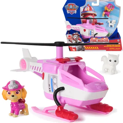 Immagine prodotto di Paw Patrol: veicolo di soccorso dei pompieri con personaggio; auto della polizia Chase con razzi d'acqua