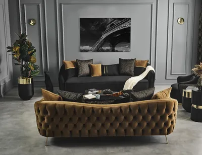 Produktbild von Sofa 4 Sitzer Chesterfield Polster Wohnzimmer Design Luxus Holz Neu