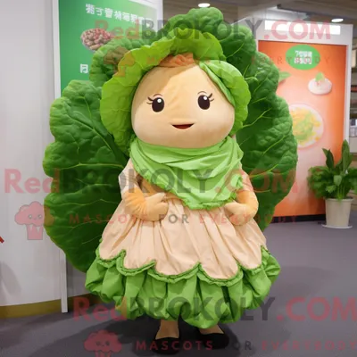 Produktbild von Maskottchenfigur REDBROKOLY eines Pfirsichkohlblattes mit Minirock und Schalnadeln