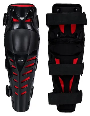 Produktbild von INF Motorrad Knieschoner PE Schale mit EVA Dämpfung lang 39.3cm Schutz Schwarz Rot