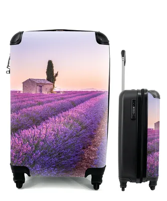 Produktbild von MuchoWow® Koffer Handgepäck Trolley Rollkoffer Kleine Reisekoffer mit 4 Rollen - Lavendel - Sonnenuntergang - Lila - Blumen - Cabin Size < 55x40x23 cm & 55x40x20 cm - Fotokoffer - Kabinenkoffer - Boardgepäck - Reise-Box - Reisekoffer - Reisegepäck - Koffer mit Bild - Trolley für Kinder