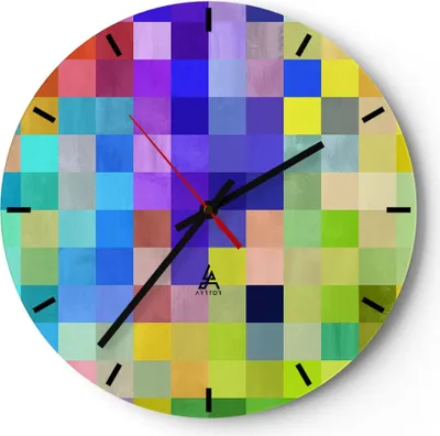 Produktbild von Wanduhr - Rund - Glasuhr - Abstraktion modern - 30x30cm - Schleichendes Uhrwerk - Lautlos - zum Aufhängen bereit - Dekoration Modern - Wanddekoration aus Glas - C3AR30x30-4009