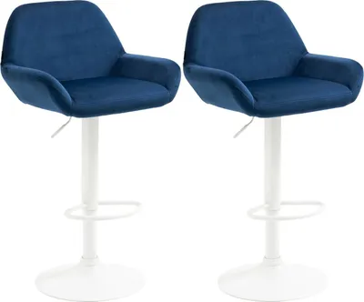 Produktbild von 2er Set Barhocker Braga Samt weiß blau