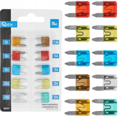 Image de Jeu de fusibles pour voiture - Mini-fusibles, 10 pièces, 5-30 A, GEKO