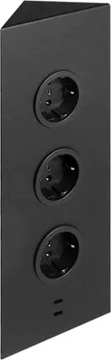 Produktbild von Eck-Energiebox 3-fach in Schwarz matt mit 2x USB-C für die Eckmontage / Ecksteckdosen / Steckdosenleiste